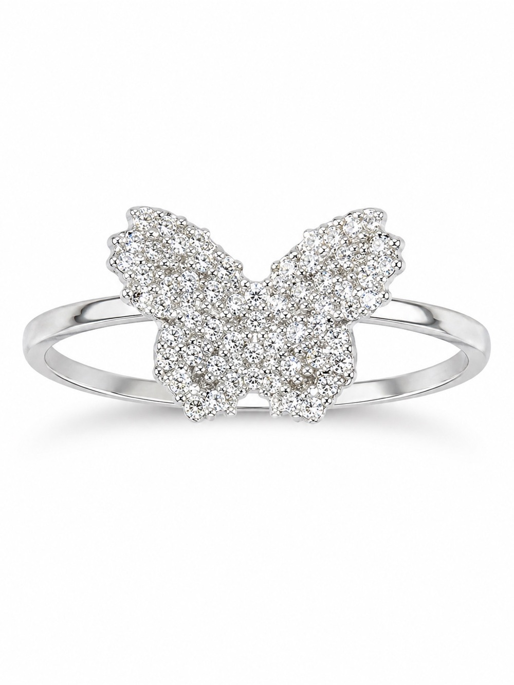 Moissanite Butterfly Ring 925 Silver 0.75 CTW Fully Iced Pavé Cluster Size 5